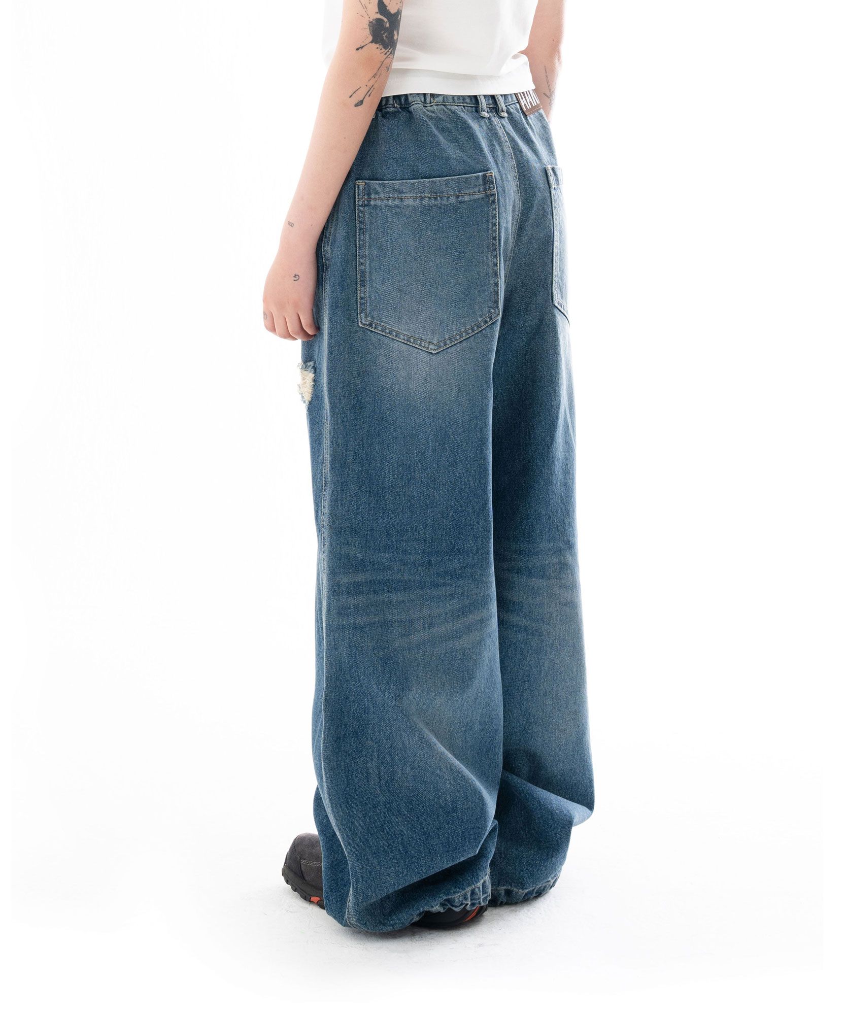 未使用品 タグ付き mukasa ムカサ mesh × denim pants