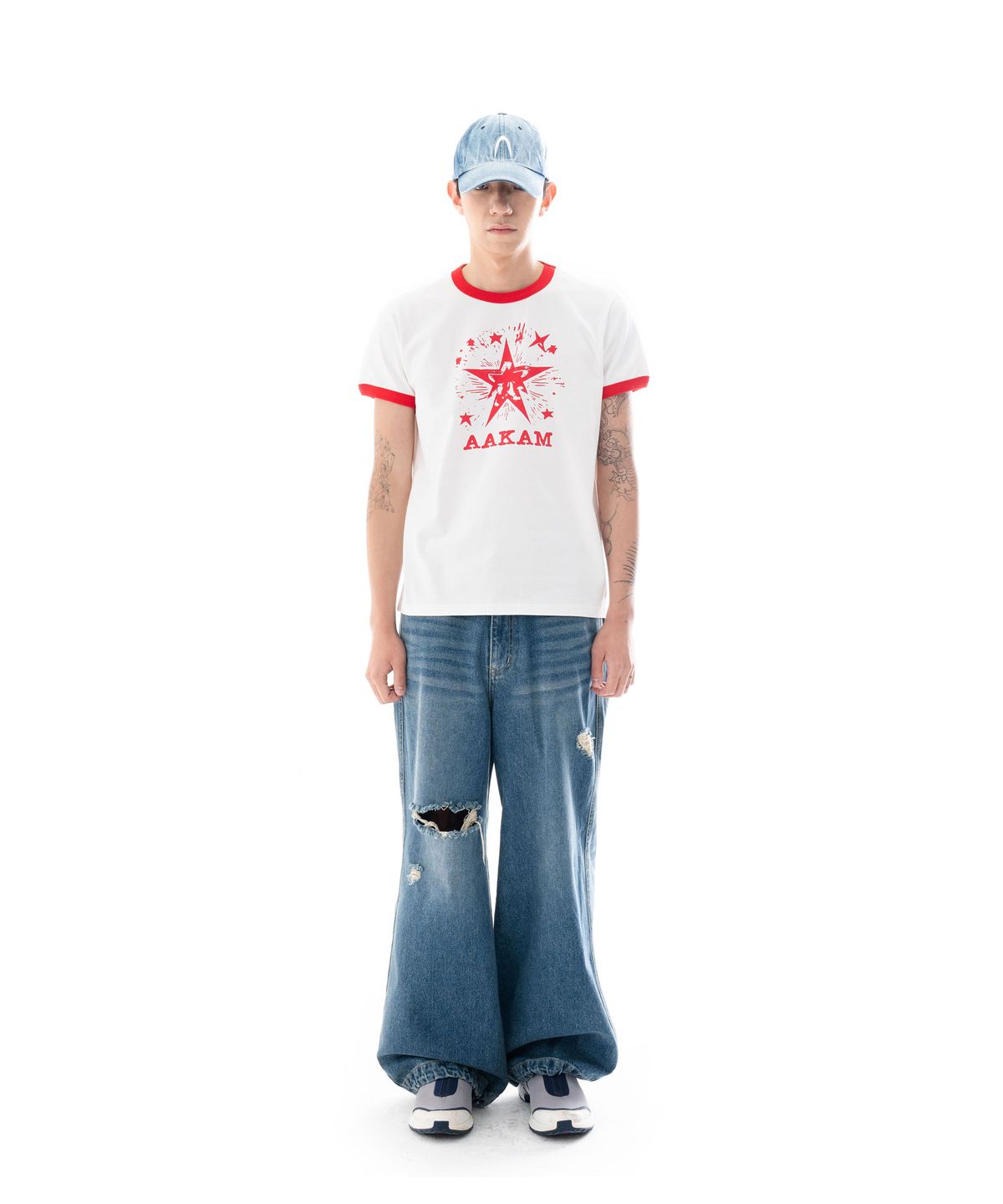 아캄(AAKAM) Distressed Denim Pants (Blue)