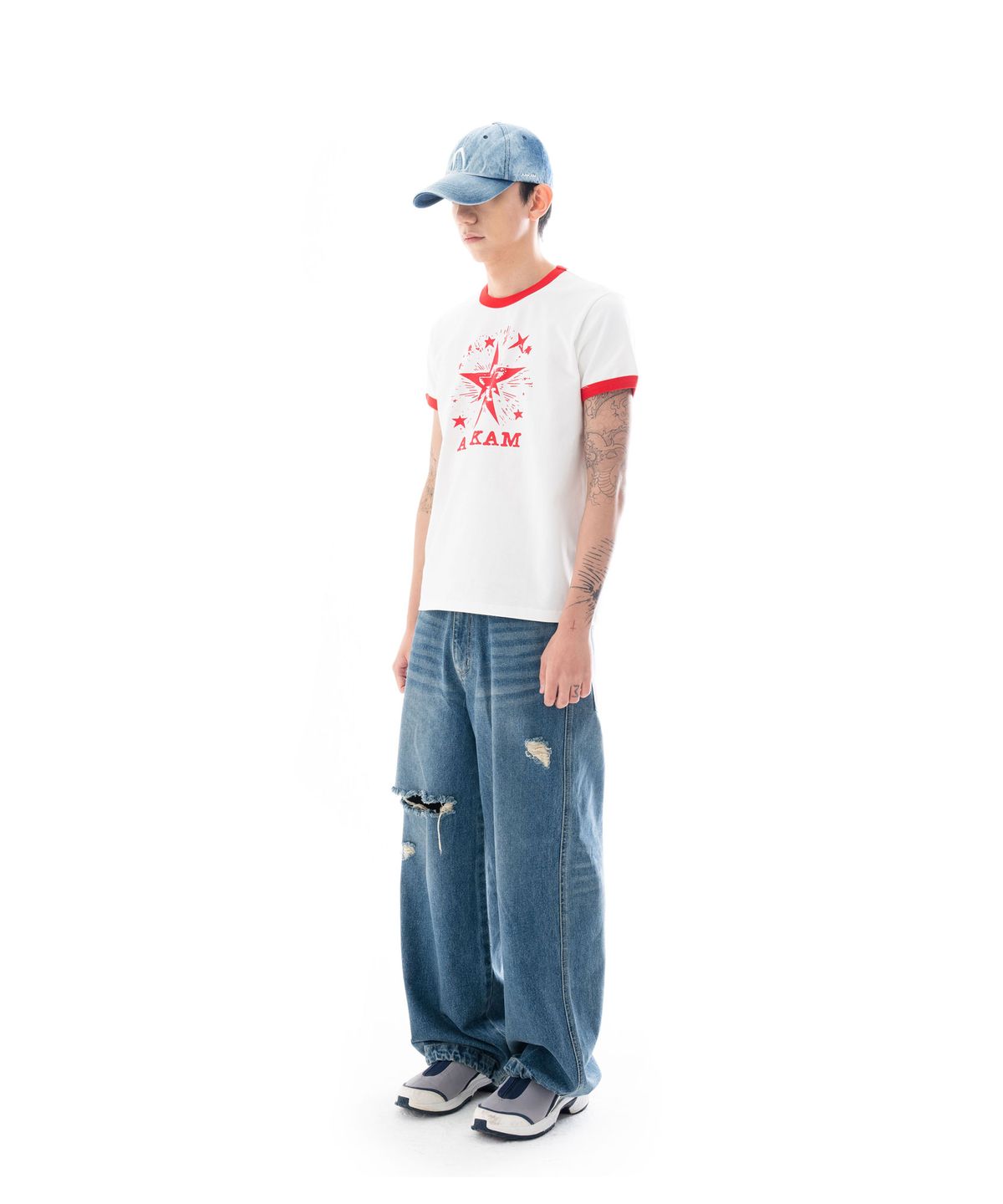 아캄(AAKAM) Distressed Denim Pants (Blue)