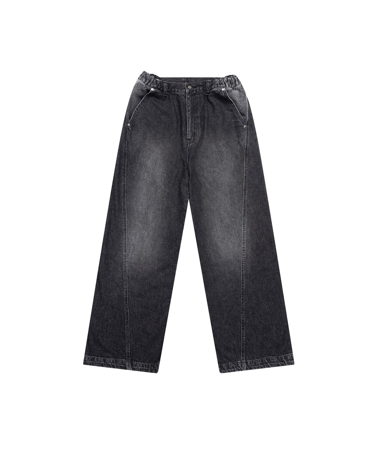 아캄(AAKAM) Paneled Denim Pants (Black)