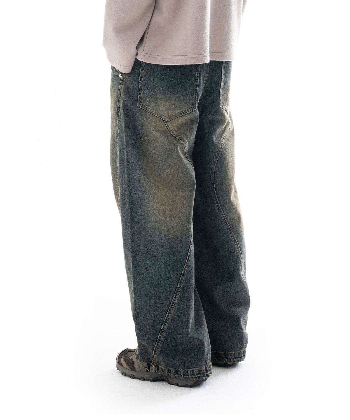아캄(AAKAM) Paneled Denim Pants (Blue)