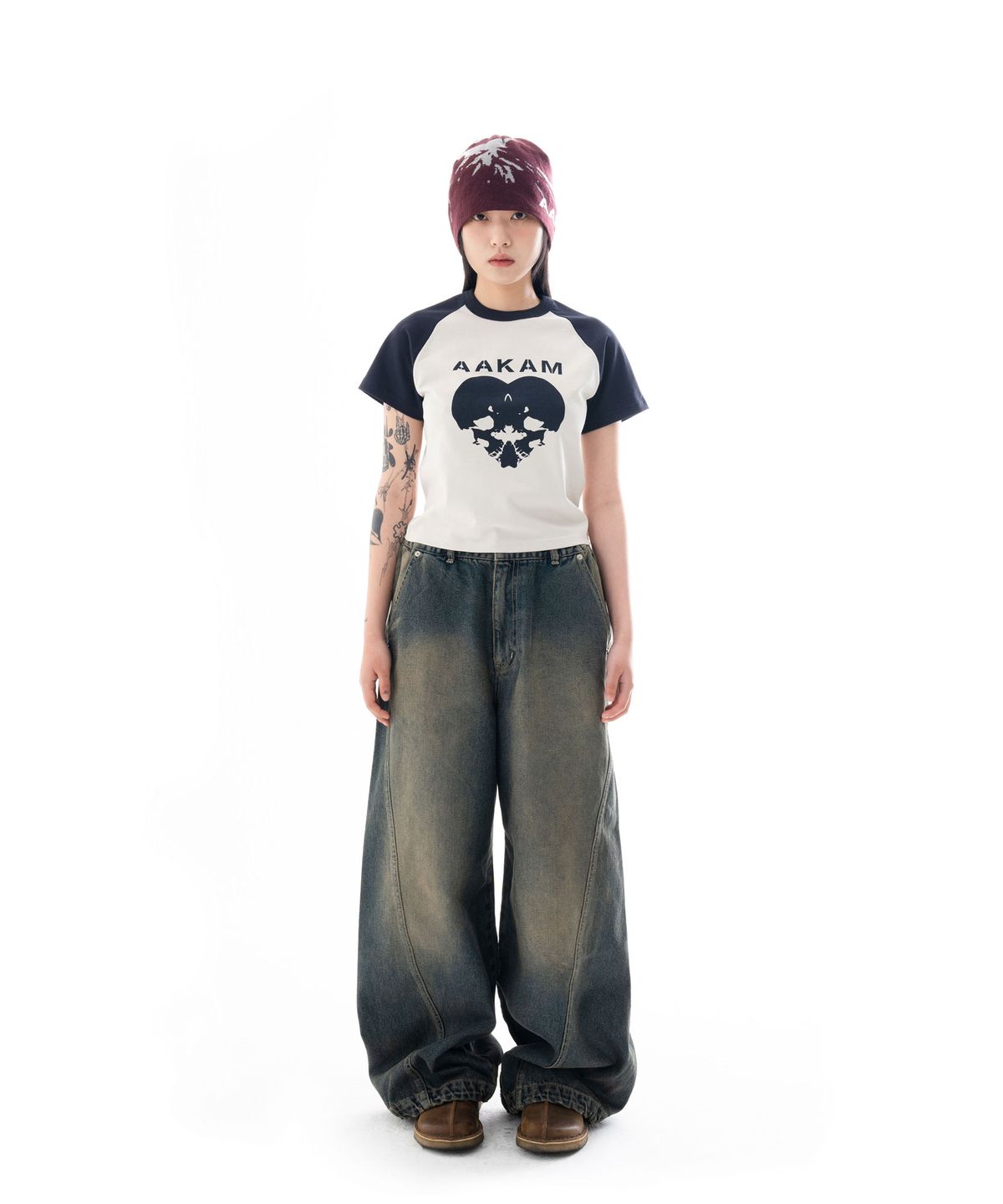 아캄(AAKAM) Paneled Denim Pants (Blue)