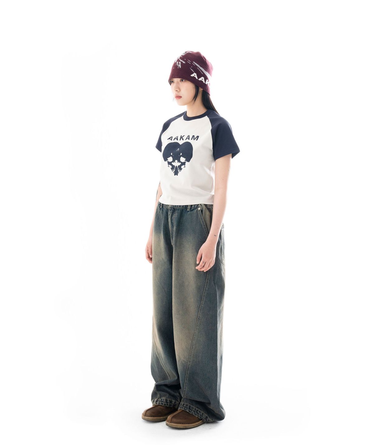 아캄(AAKAM) Paneled Denim Pants (Blue)