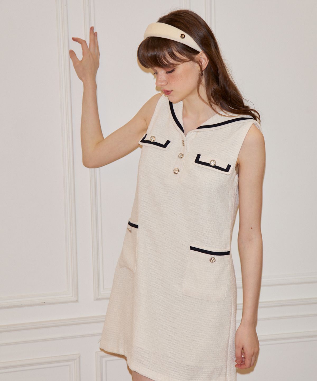 살롱 드 욘(SALON DE YOHN) Classic Sailor Dress_ Ivory