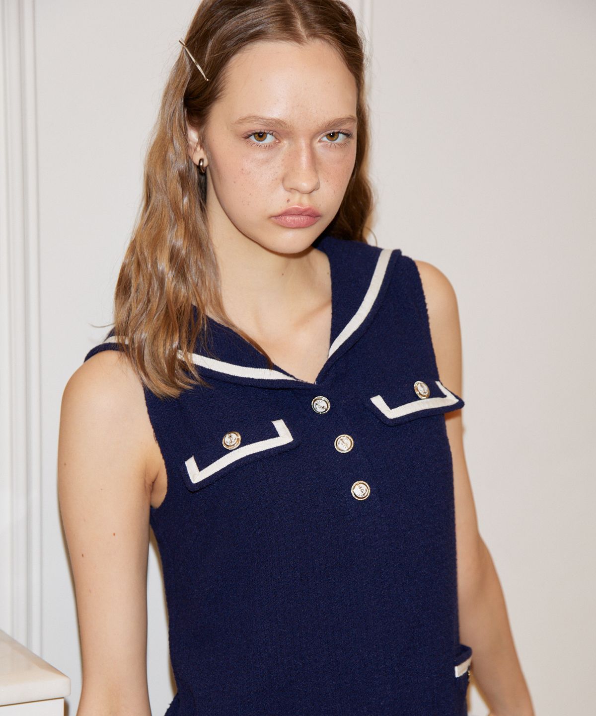 살롱 드 욘(SALON DE YOHN) Classic Sailor Dress_ Navy