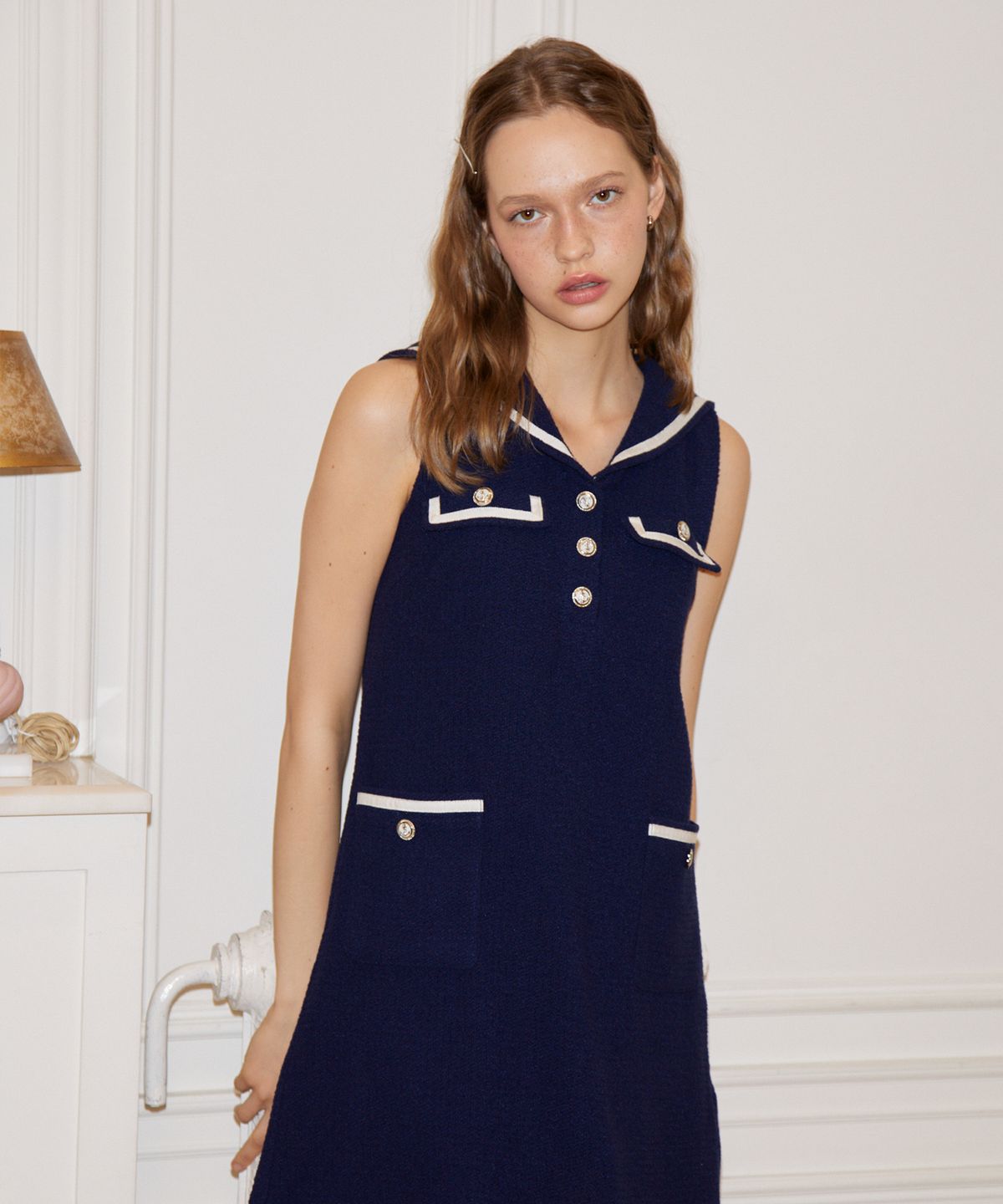 살롱 드 욘(SALON DE YOHN) Classic Sailor Dress_ Navy