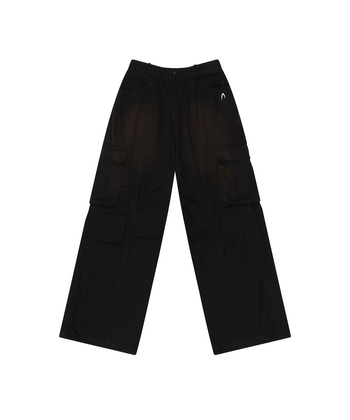 아캄(AAKAM) Knee Pin-tuck Wide Cargo Pants (Washed Black)