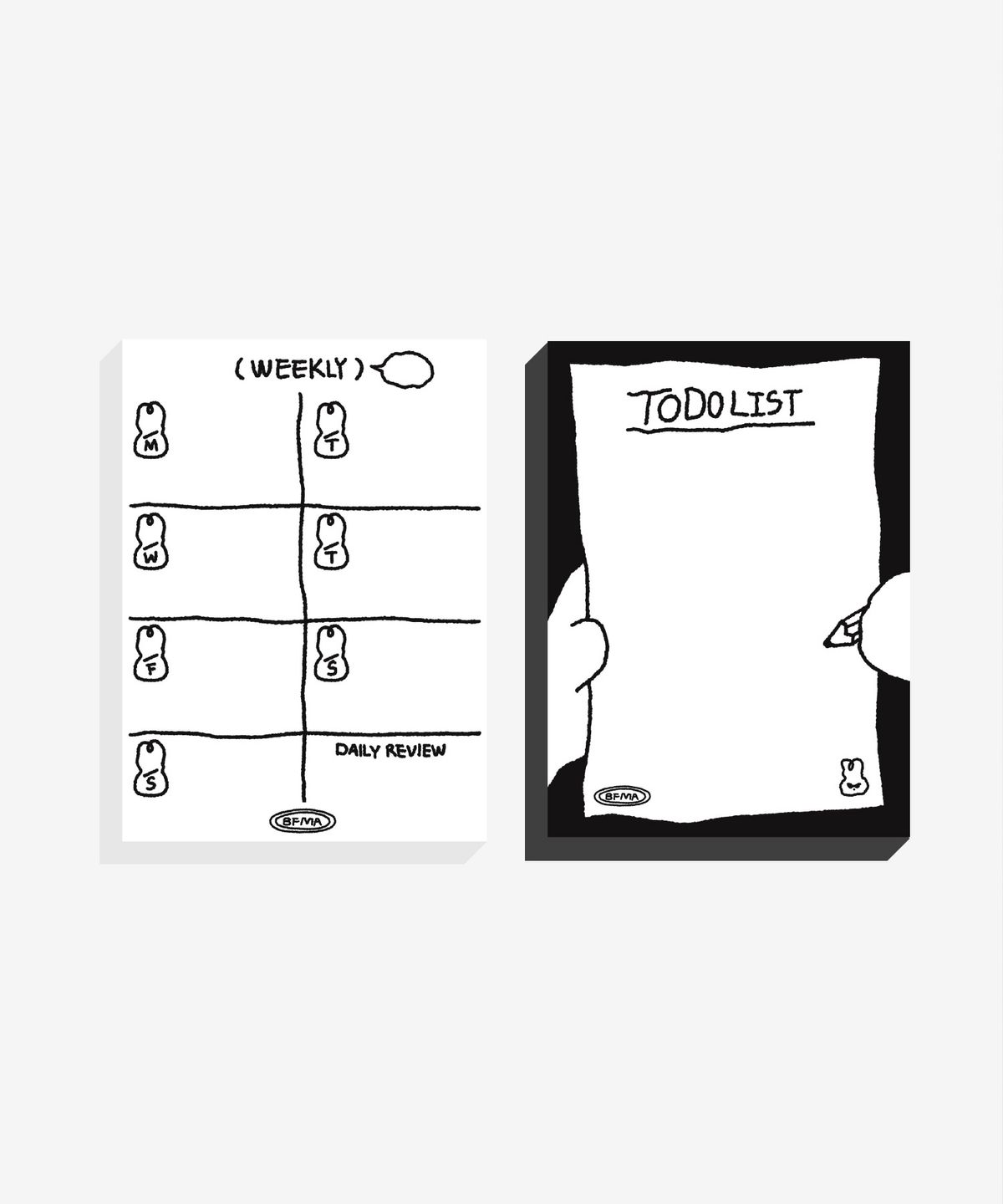 벌룬프렌즈(BALLOON FRIENDS) [SET] WORKING RABBIT DOODLE 메모패드 2종(위클리/투두리스트)