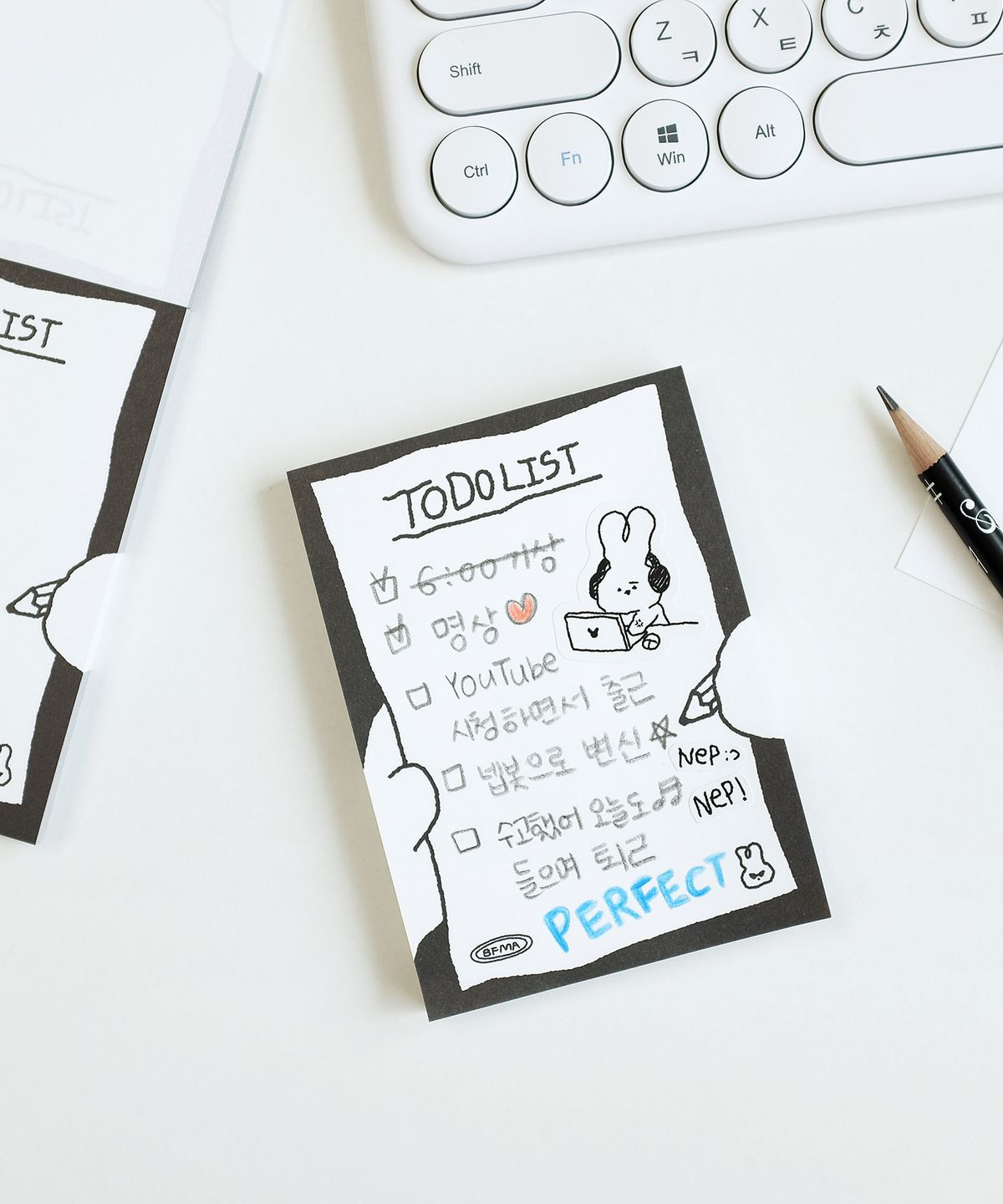 벌룬프렌즈(BALLOON FRIENDS) [SET] WORKING RABBIT DOODLE 메모패드 2종(위클리/투두리스트)