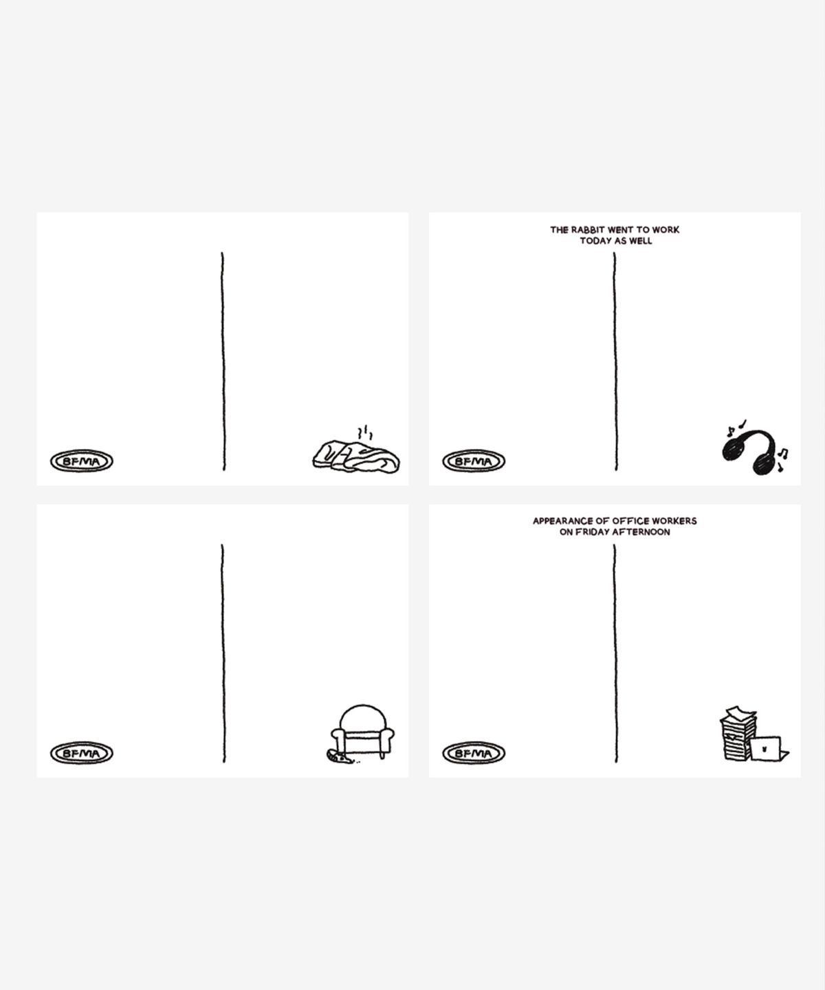 벌룬프렌즈(BALLOON FRIENDS) [SET] WORKING RABBIT DOODLE 빅엽서 4종