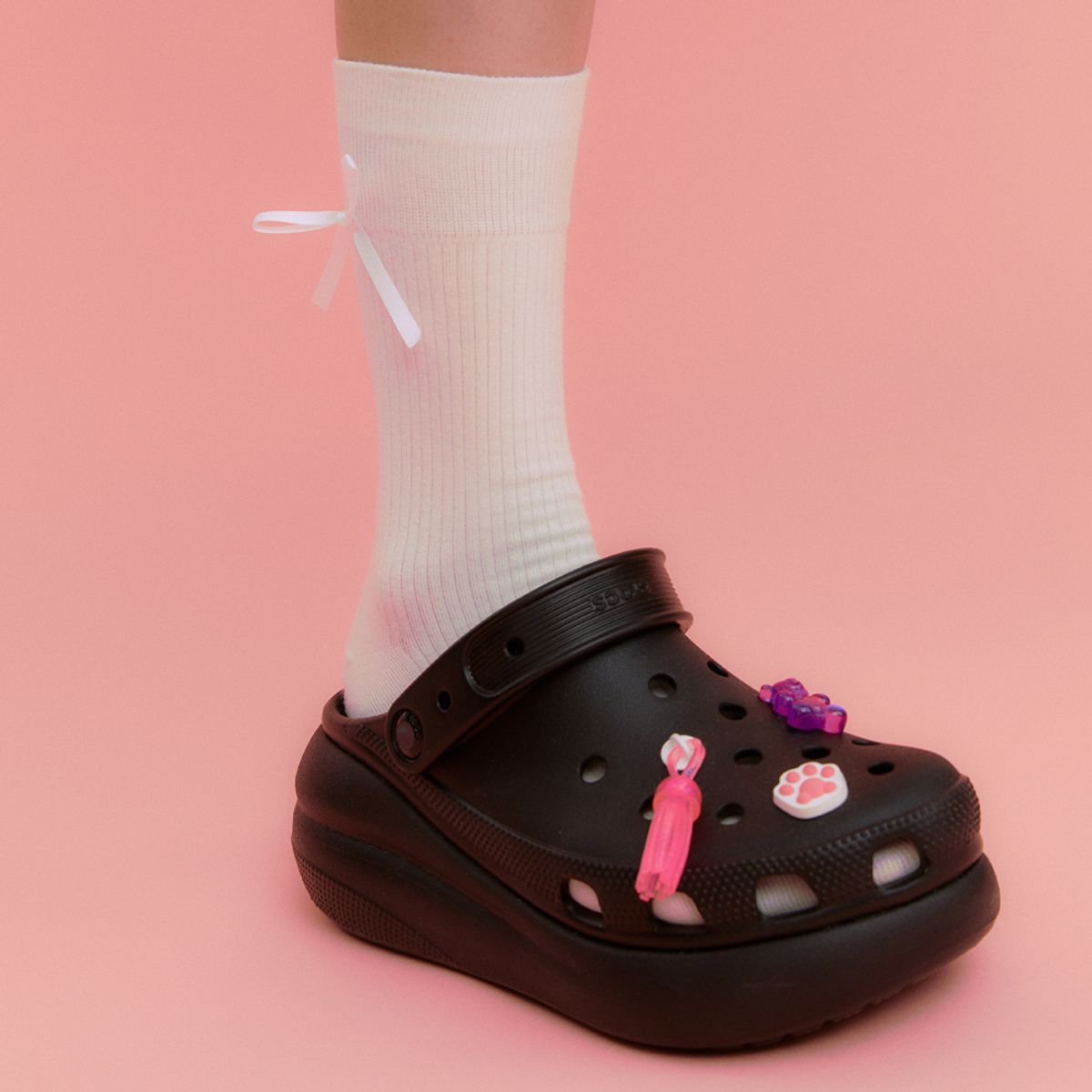 론론(RONRON) RIBBON POINT SOCKS WHITE
