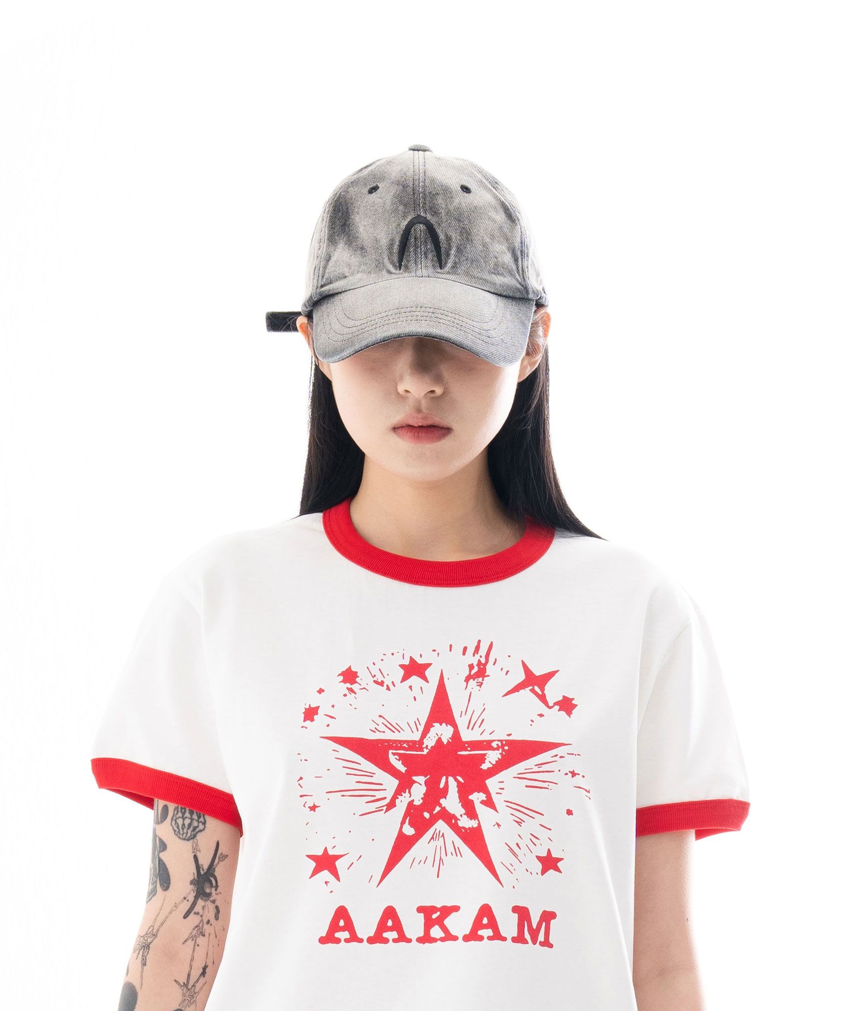 MUSINSA公式 | AAKAM Washed Denim Ball Cap (Black)