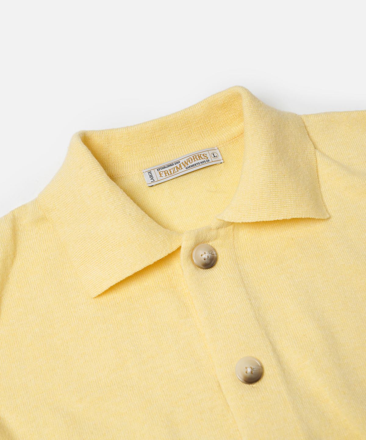 프리즘웍스(FRIZMWORKS) AIRLY HALF KNIT CARDIGAN _ LEMON
