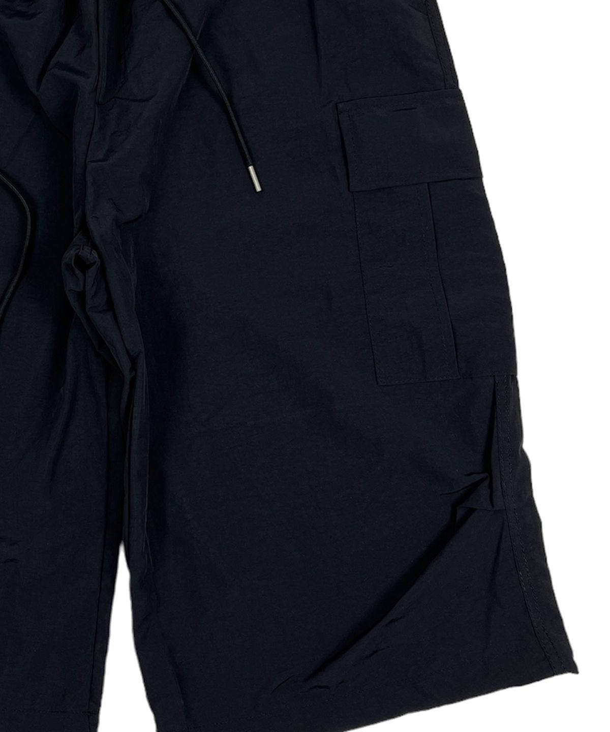 스케이터락(SK8ER ROCK) Nylon Cargo Wide Long Half Pants black