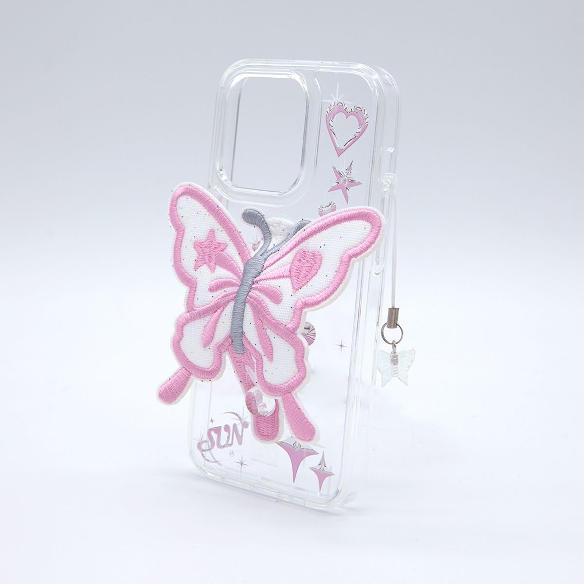 세컨드유니크네임(SECOND UNIQUE NAME) SUN CASE CLEAR  PATCH BUTTERFLY PINK