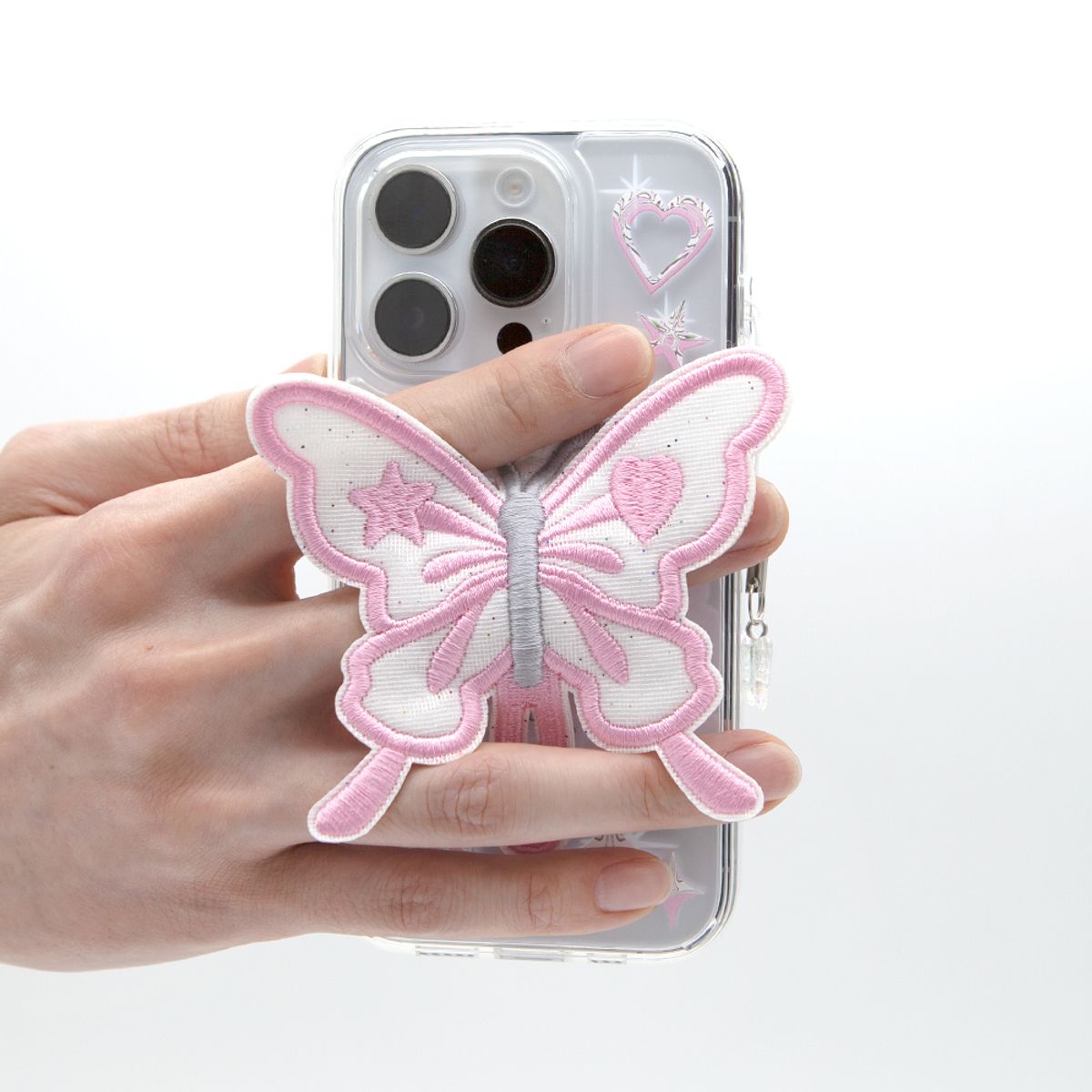 세컨드유니크네임(SECOND UNIQUE NAME) SUN CASE CLEAR  PATCH BUTTERFLY PINK