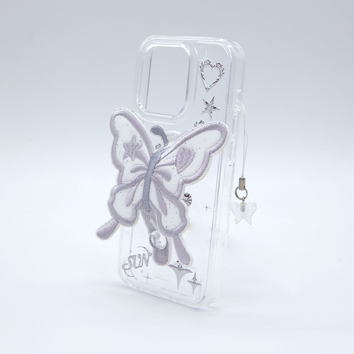 세컨드유니크네임(SECOND UNIQUE NAME) SUN CASE CLEAR  PATCH BUTTERFLY SILVER