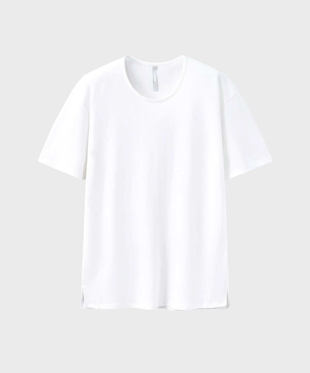 노이어(NOIRER) 실키 블렌디드 U넥 하프 티셔츠 (화이트)