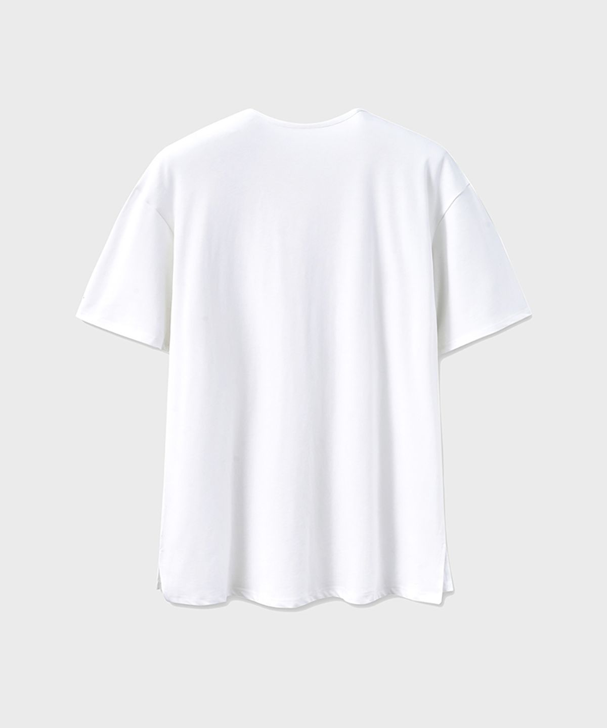 노이어(NOIRER) 실키 블렌디드 U넥 하프 티셔츠 (화이트)