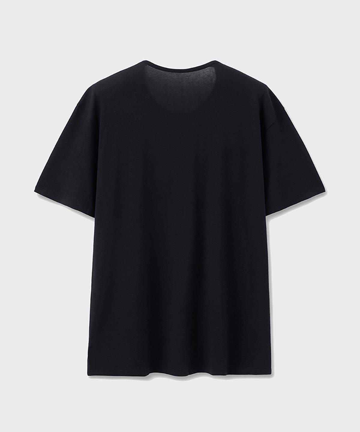 노이어(NOIRER) 실키 블렌디드 U넥 하프 티셔츠 (블랙)