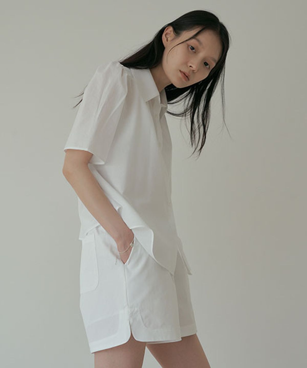 링서울(LINGSEOUL) tencel shirring blouse-white