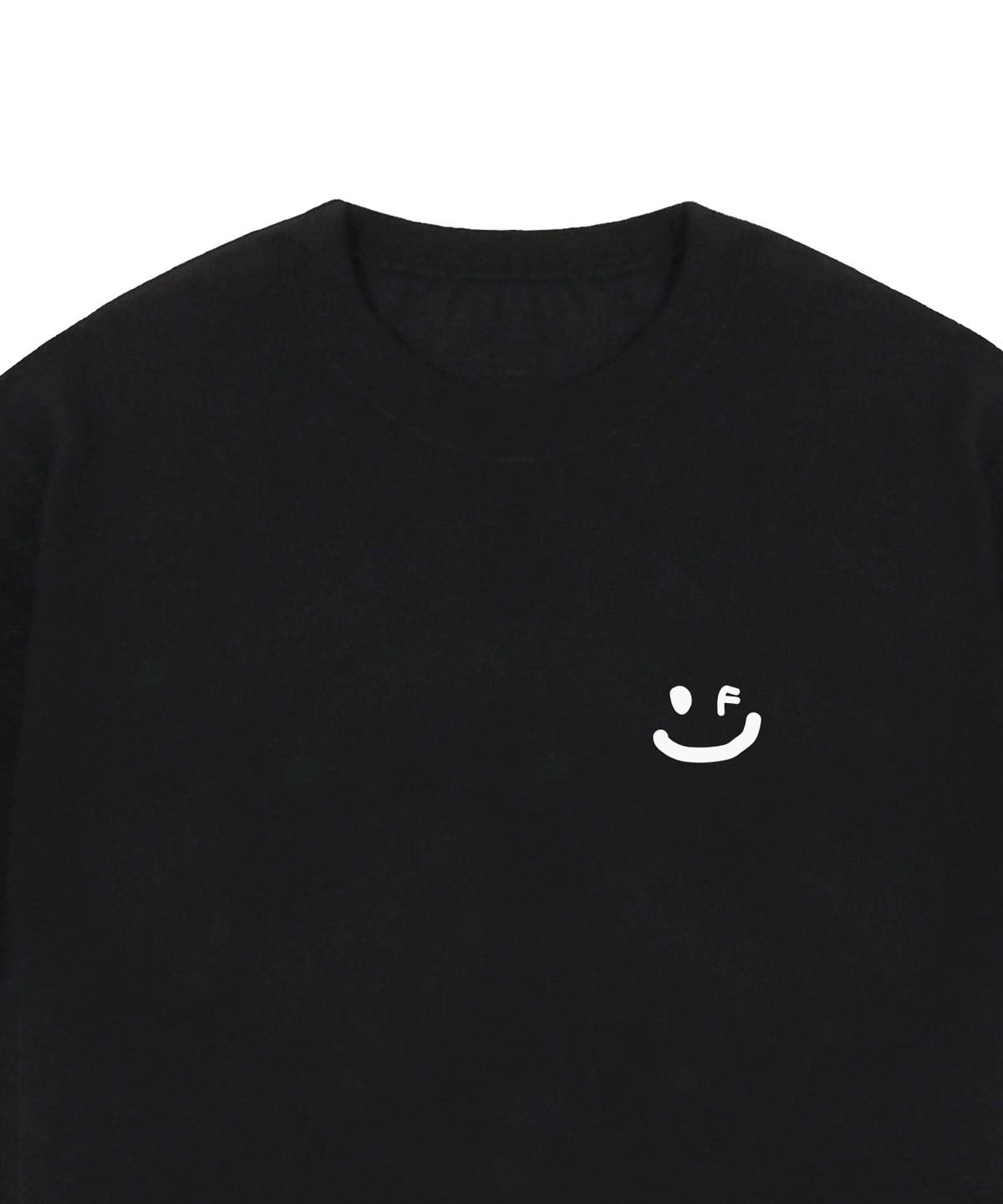 그레이버(GRAVER) [UNISEX]스몰 드로잉스마일 반팔티_블랙/화이트 로고