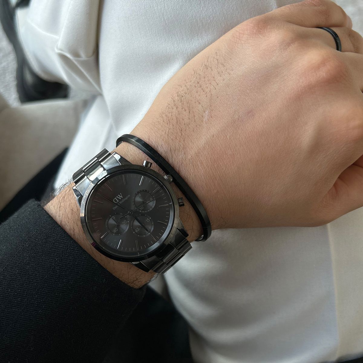 다니엘 웰링턴(DANIEL WELLINGTON) ICONIC CHRONOGRAPH LINK ONYX 올블랙 메탈시계
