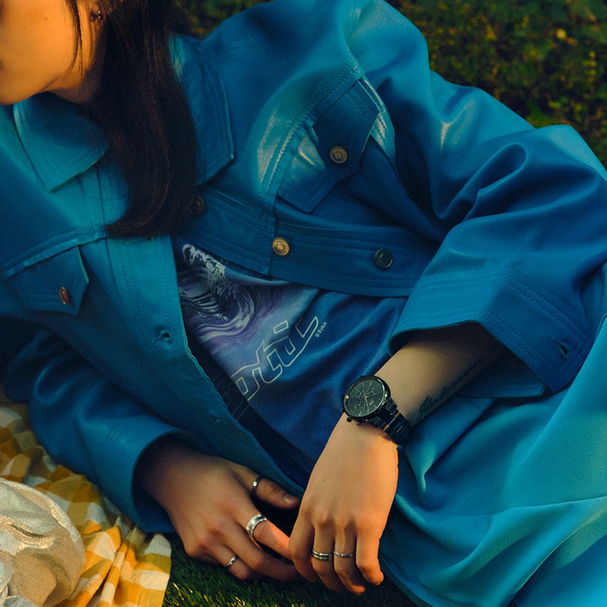 다니엘 웰링턴(DANIEL WELLINGTON) ICONIC CHRONOGRAPH LINK ONYX 올블랙 메탈시계