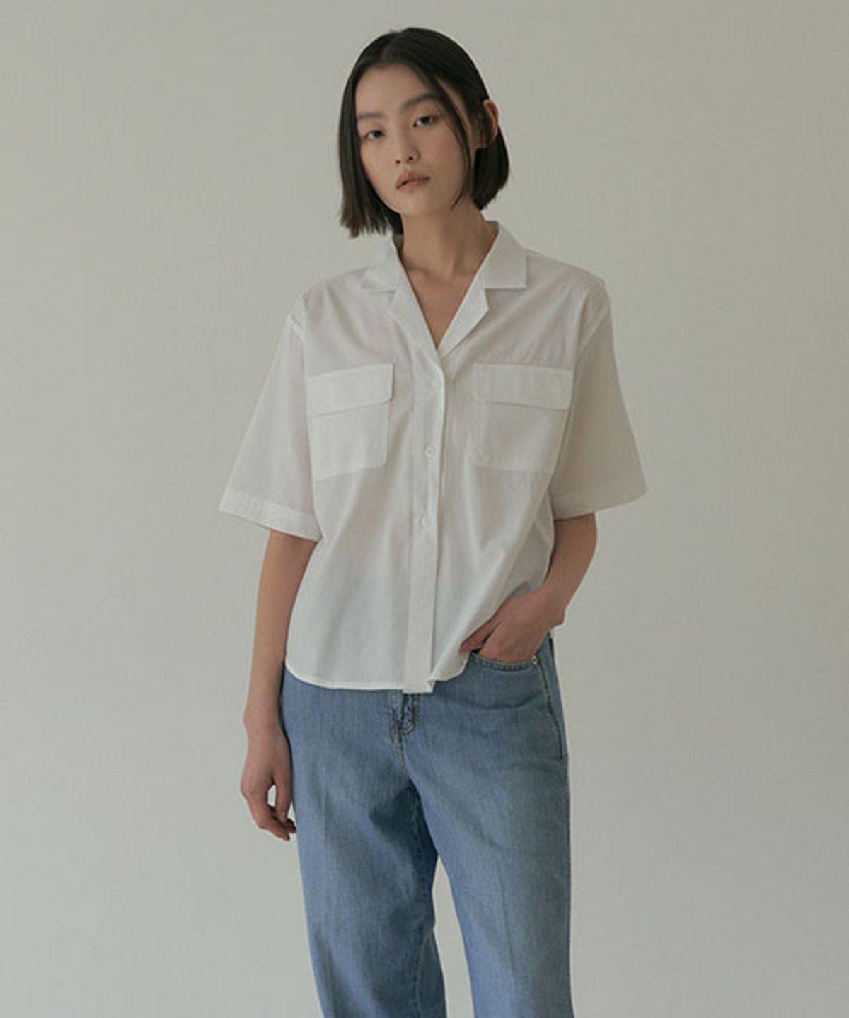 링서울(LINGSEOUL) bamboo blended pocket blouse-white