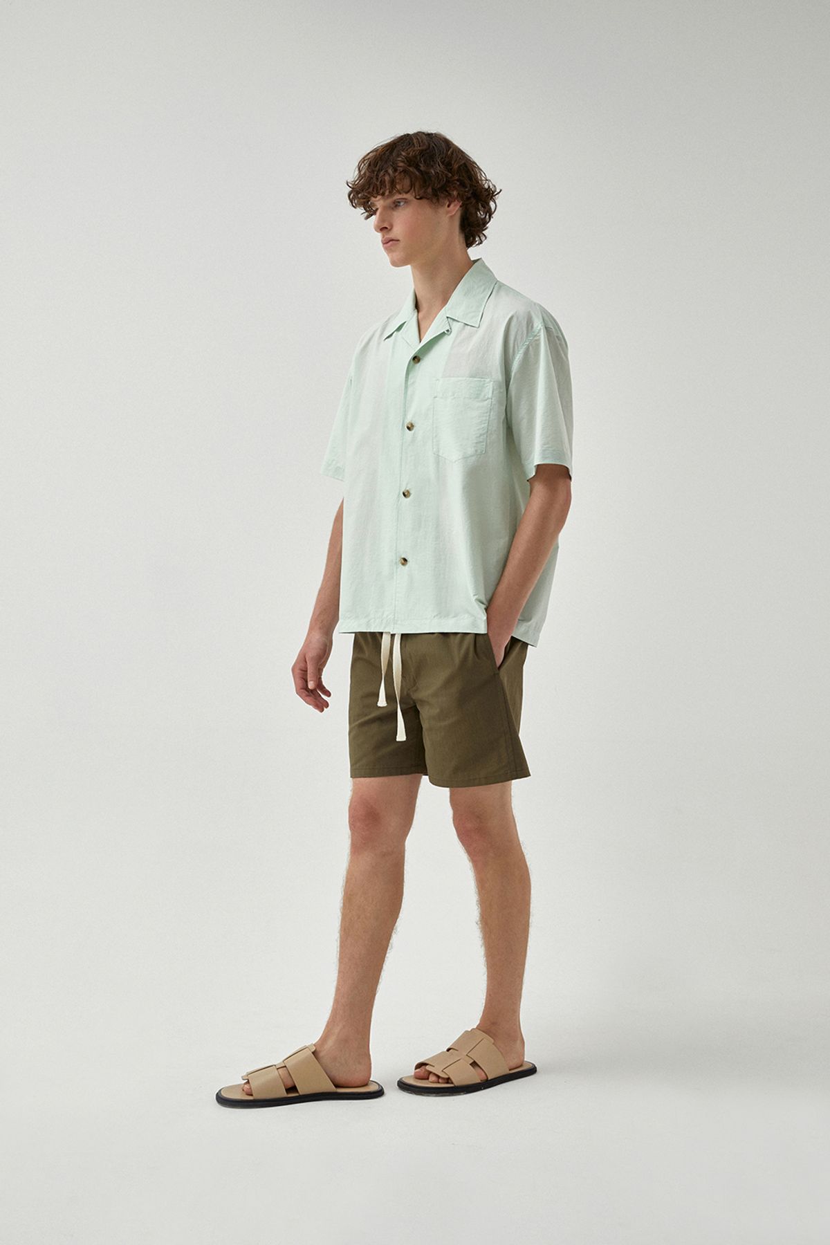 호이테(HEUTE) CONVERTIBLE COLLAR SHORT SLEEVE SHIRT LIGHT MINT