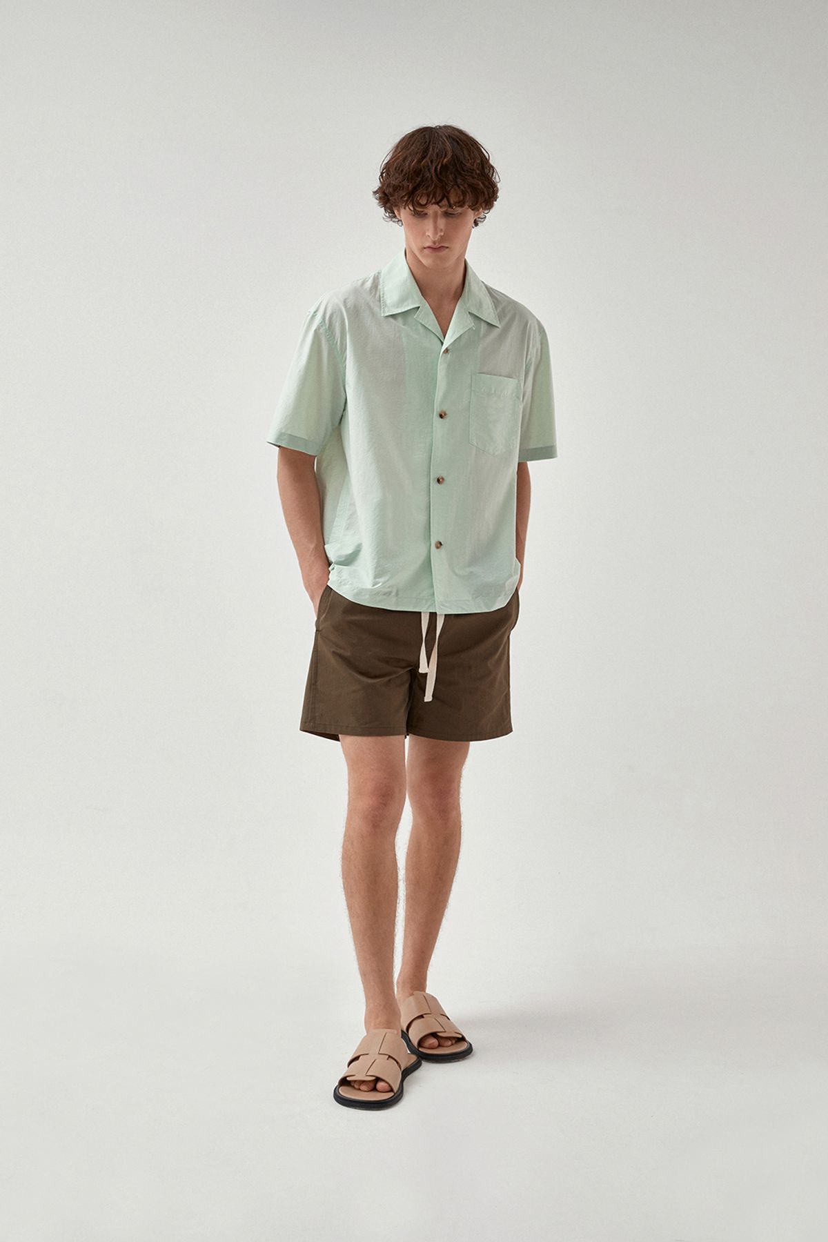 호이테(HEUTE) CONVERTIBLE COLLAR SHORT SLEEVE SHIRT LIGHT MINT