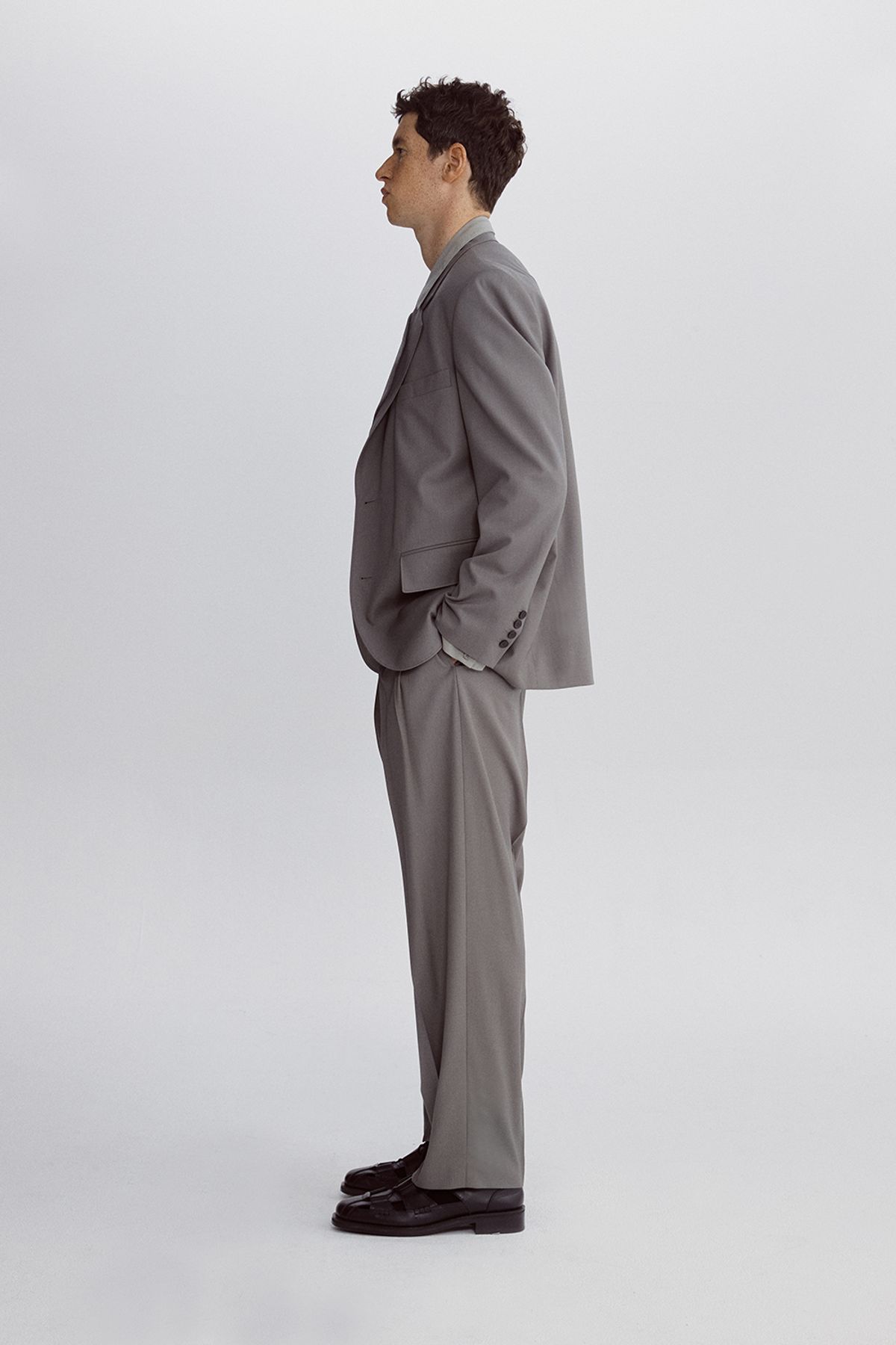 호이테(HEUTE) DOUBLE LAPEL SINGLE JACKET LIGHT KHAKI