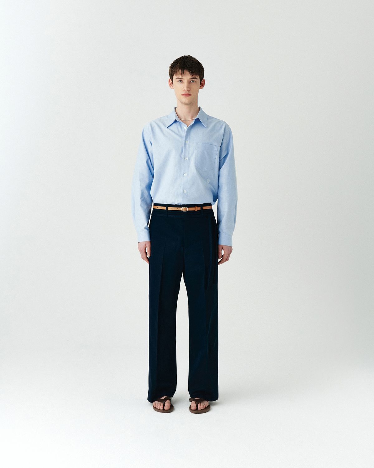 호이테(HEUTE) REGULAR COLLAR COTTON SHIRT BLUE