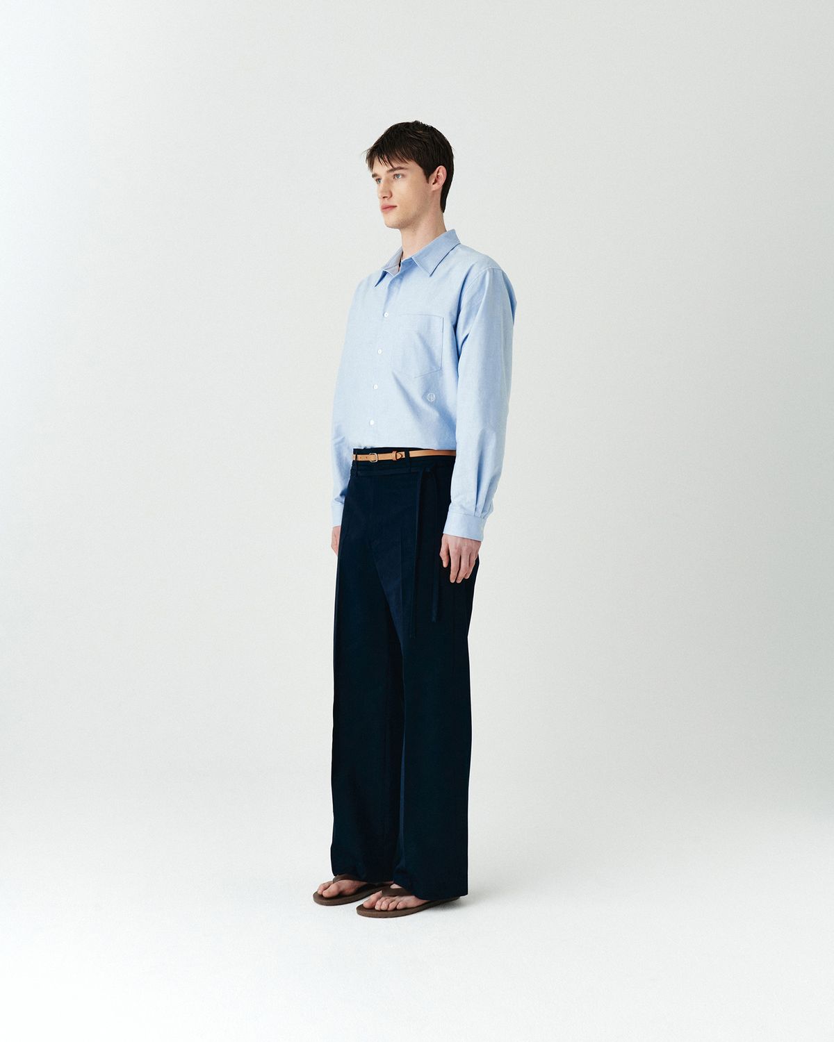 호이테(HEUTE) REGULAR COLLAR COTTON SHIRT BLUE