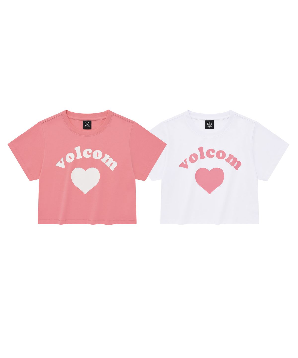 볼컴(VOLCOM) 하트 크롭 반팔 티셔츠(라이트 핑크)