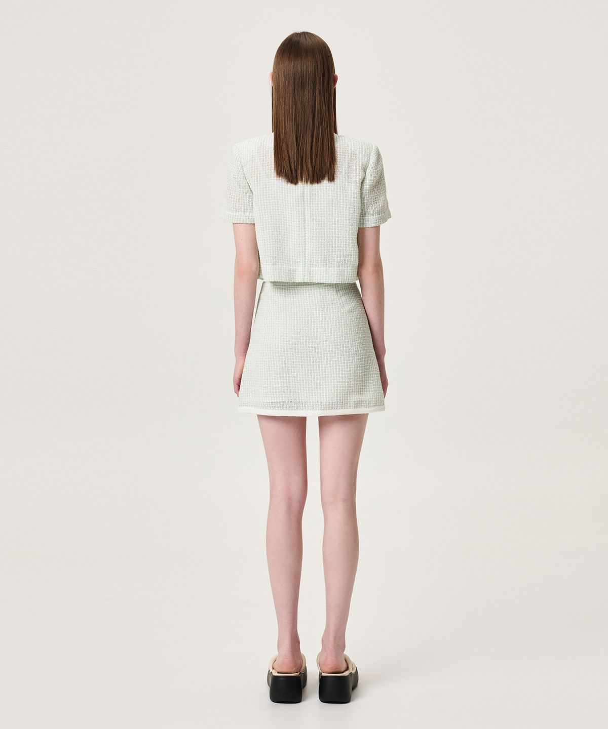 에트몽(ETMON) Summer Tweed Mini Skirt, Mint