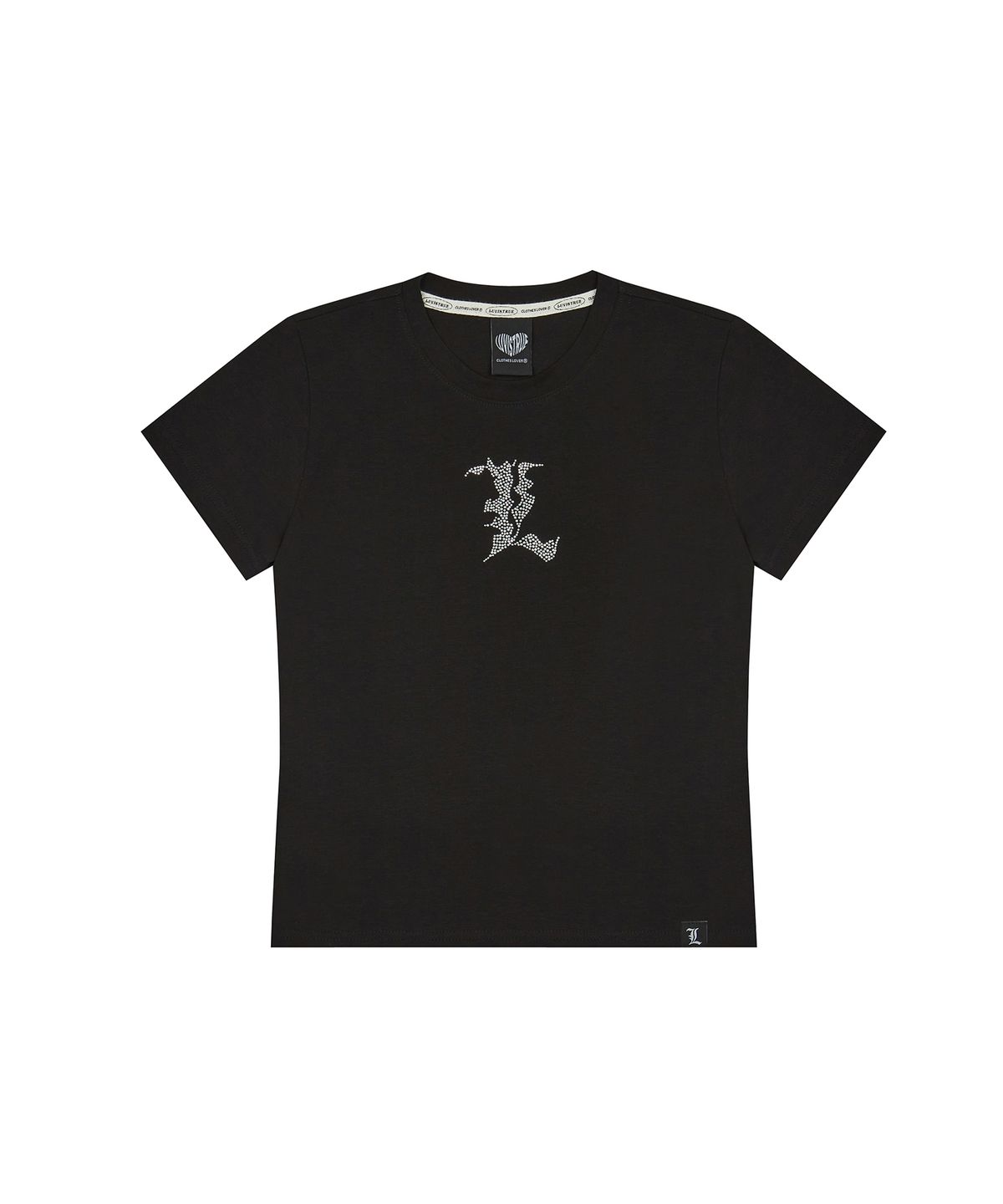 러브이즈트루(LUVISTRUE) PY L LOGO HOTFIX TEE(BLACK)