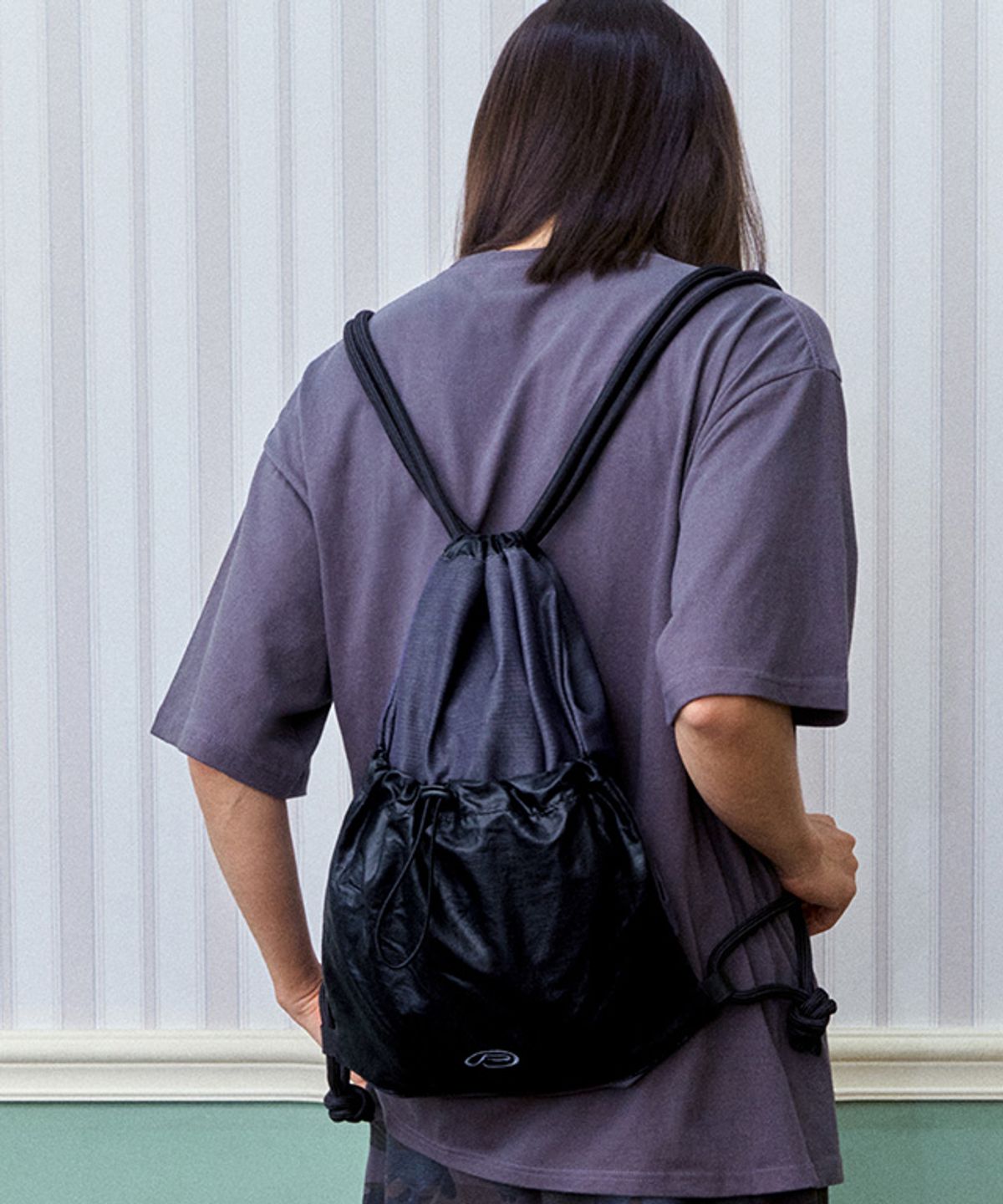 피스메이커(PIECE MAKER) EX NYLON GYM SACK (CHARCOAL)