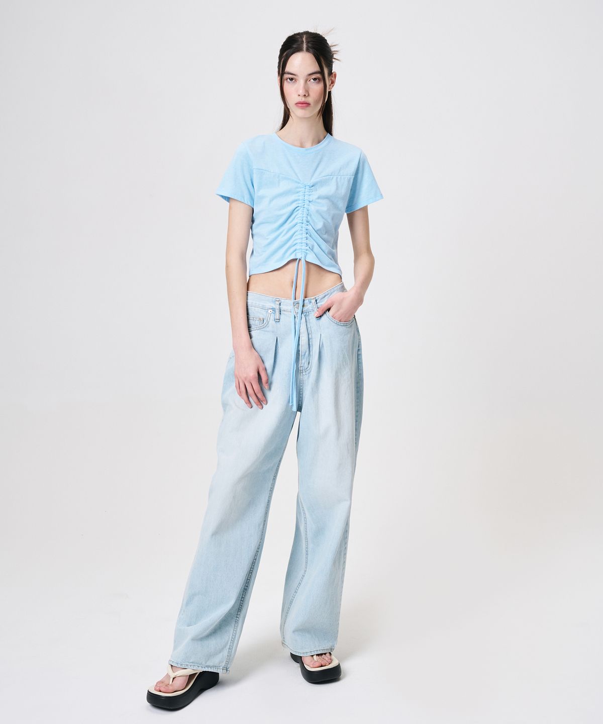 에트몽(ETMON) Heart String T-Shirt, Light Blue