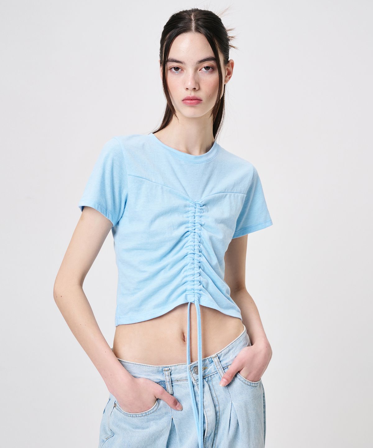 에트몽(ETMON) Heart String T-Shirt, Light Blue