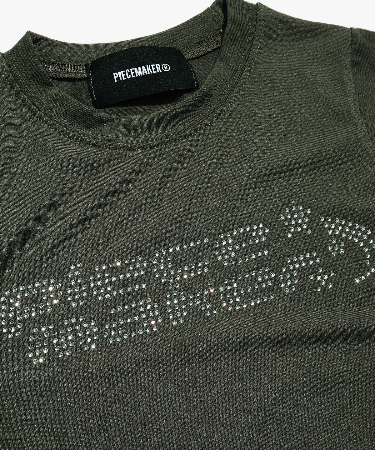 피스메이커(PIECE MAKER) CRYSTAL LOGO CROP TEE (OLIVE)