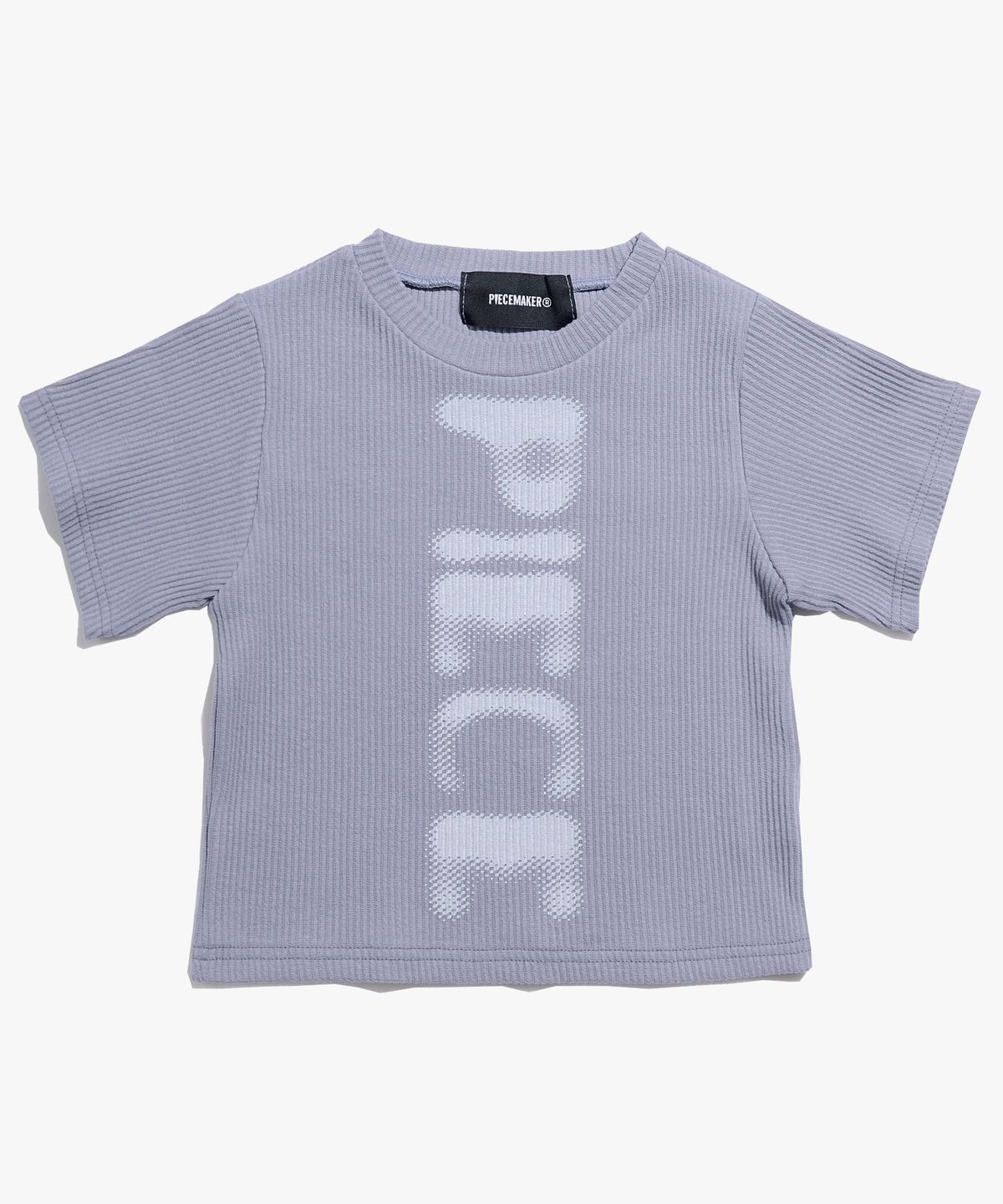피스메이커(PIECE MAKER) RIBBED CONTRAST CROP TEE (GREY)