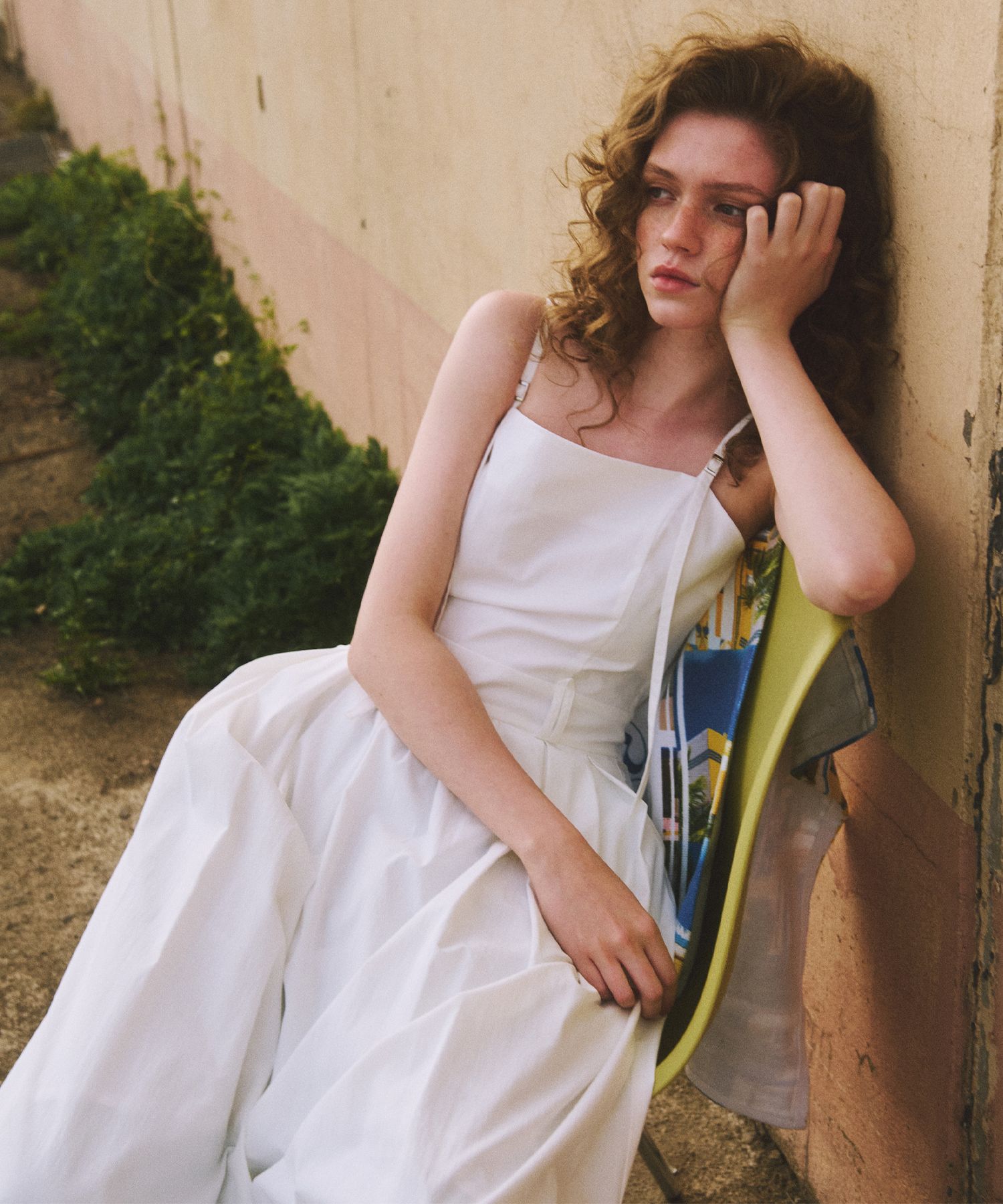 MUSINSA公式 | ETMON Slip Shirring Pleats Dress, White