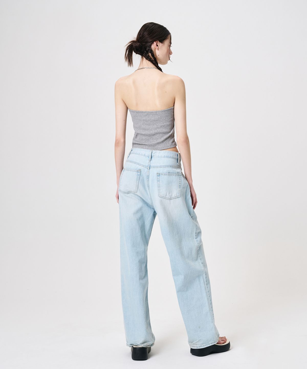 에트몽(ETMON) Chain Layered Sleeveless Top, Grey