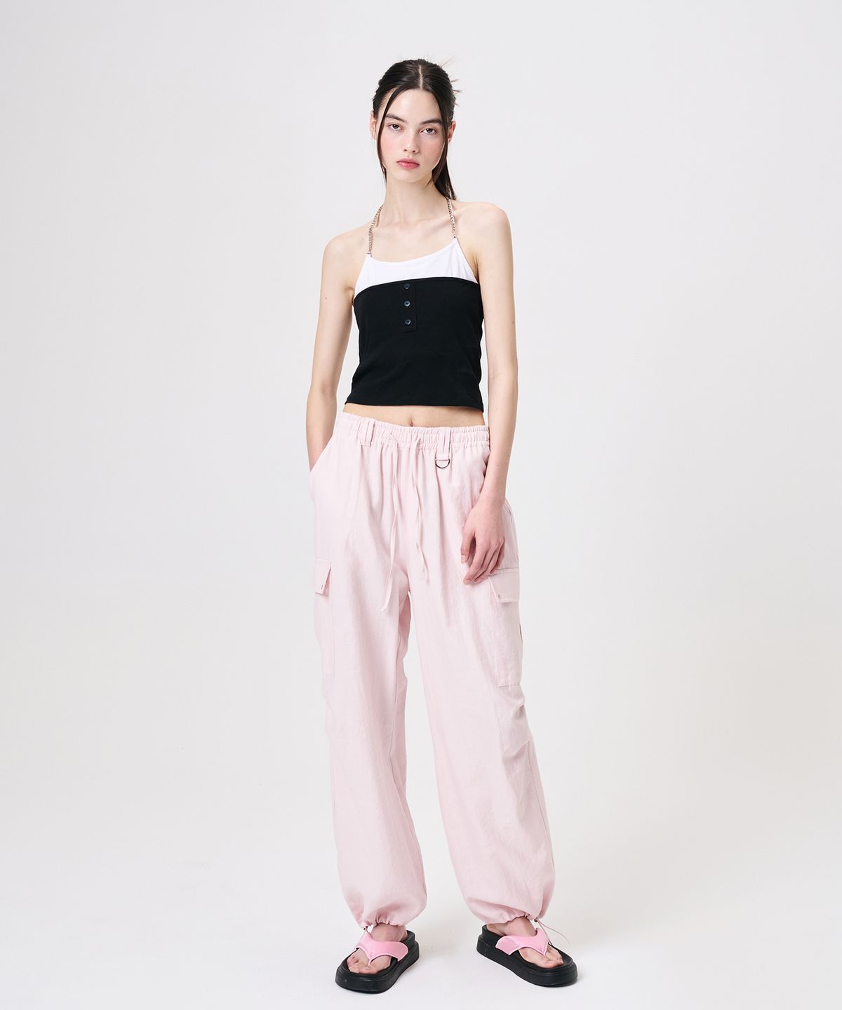 에트몽(ETMON) Chain Layered Sleeveless Top, Black