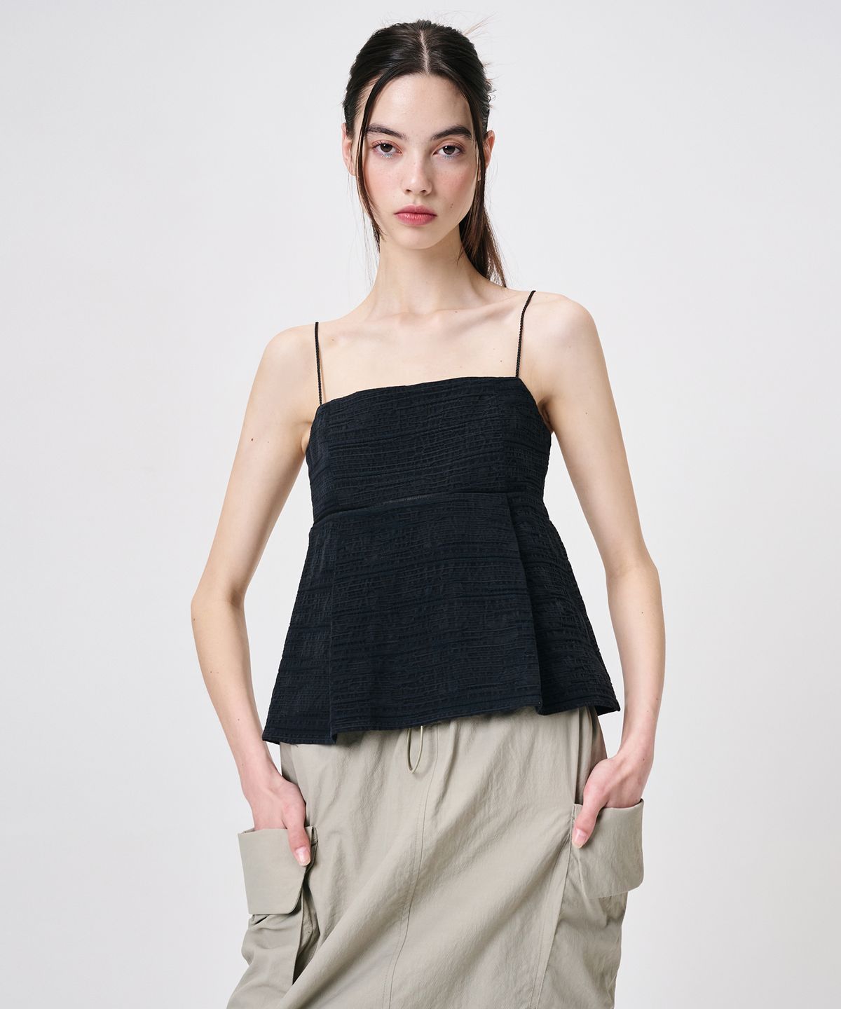 에트몽(ETMON) Linen Sleeveless Blouse, Black