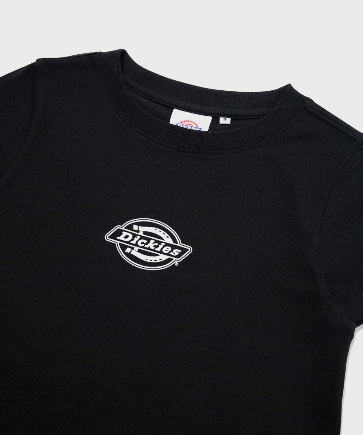 디키즈(DICKIES) 오리지널 로고 크롭 티셔츠 Black