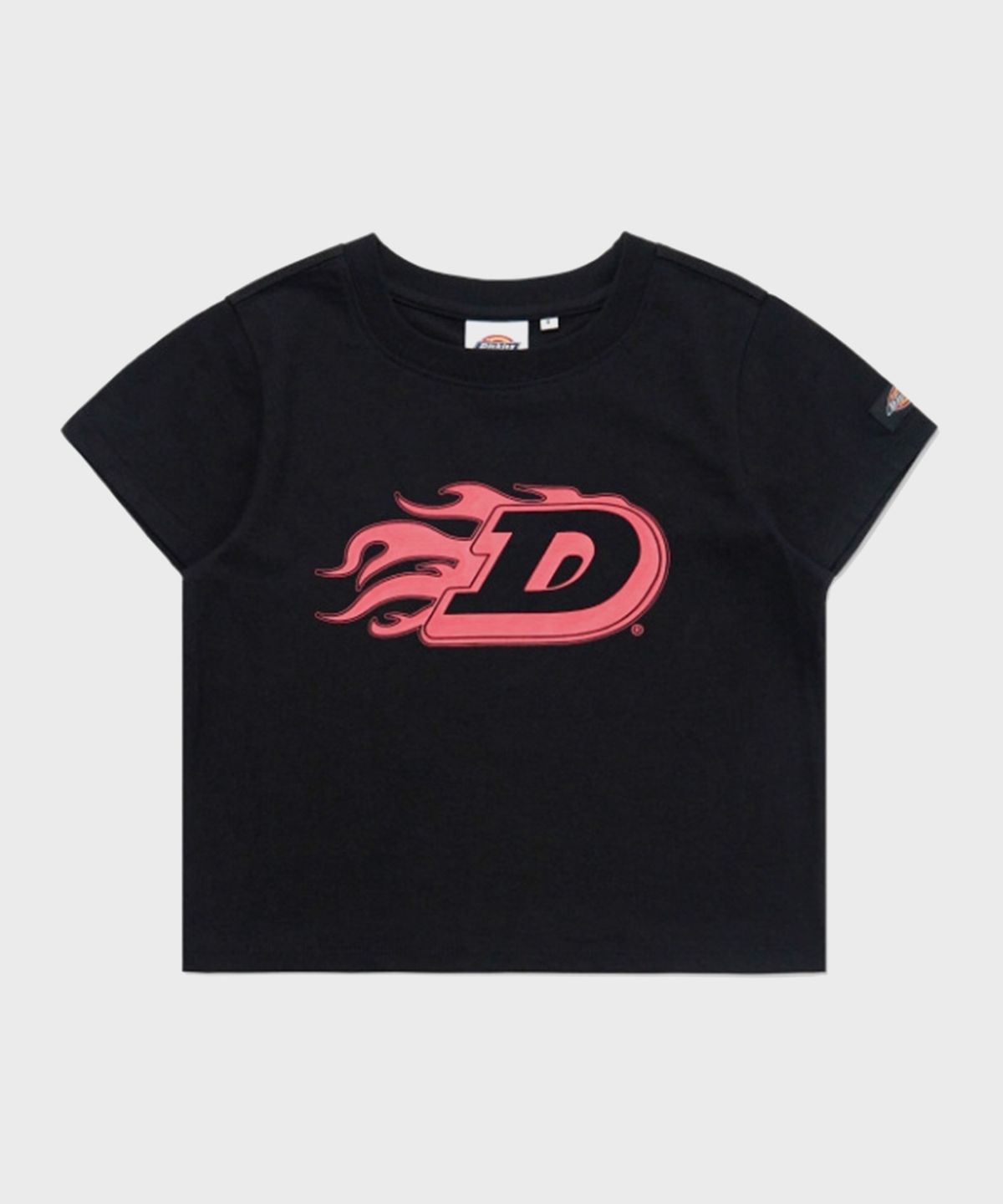 디키즈(DICKIES) 플레임 D 크롭 티셔츠 Black