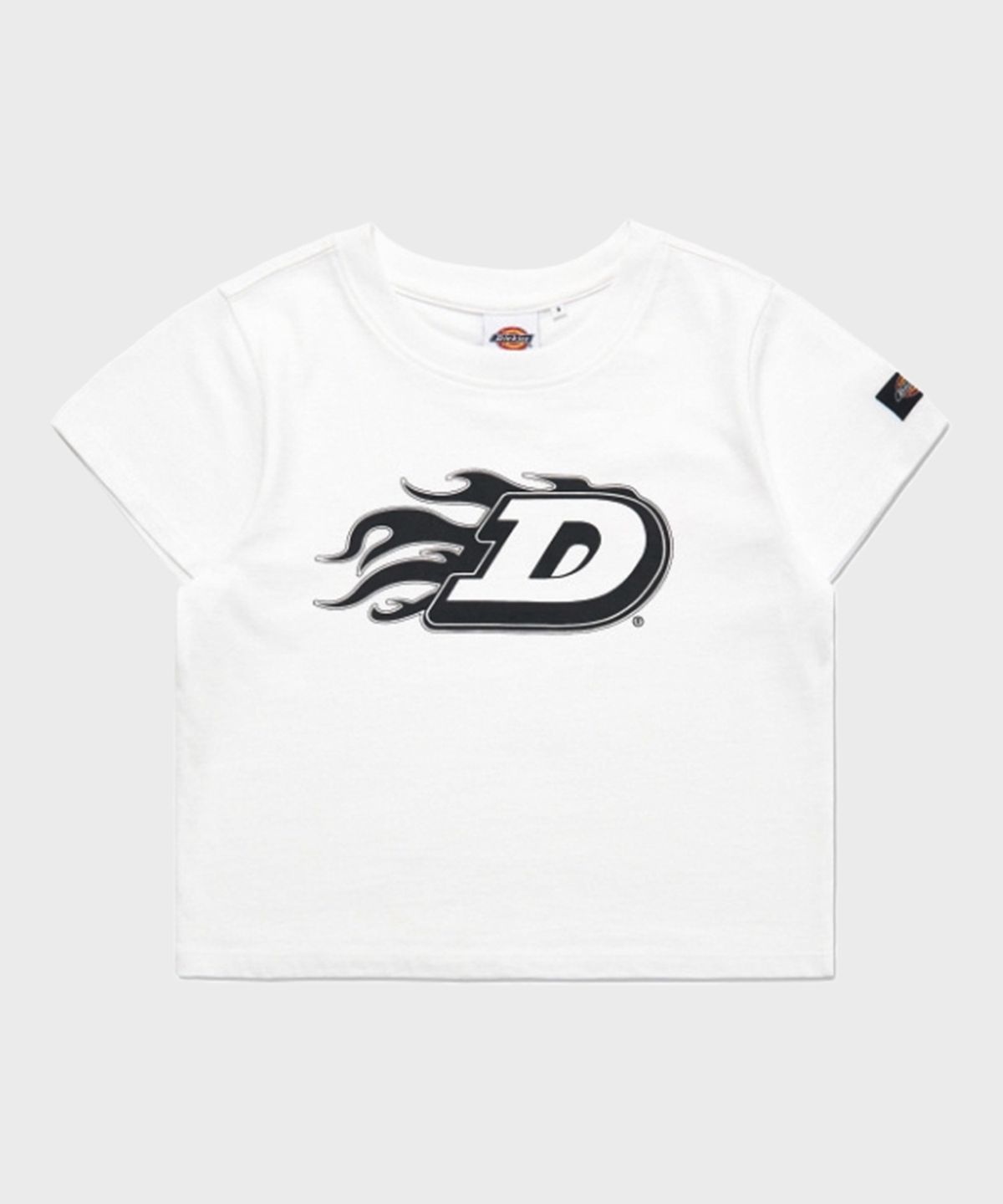디키즈(DICKIES) 플레임 D 크롭 티셔츠 White