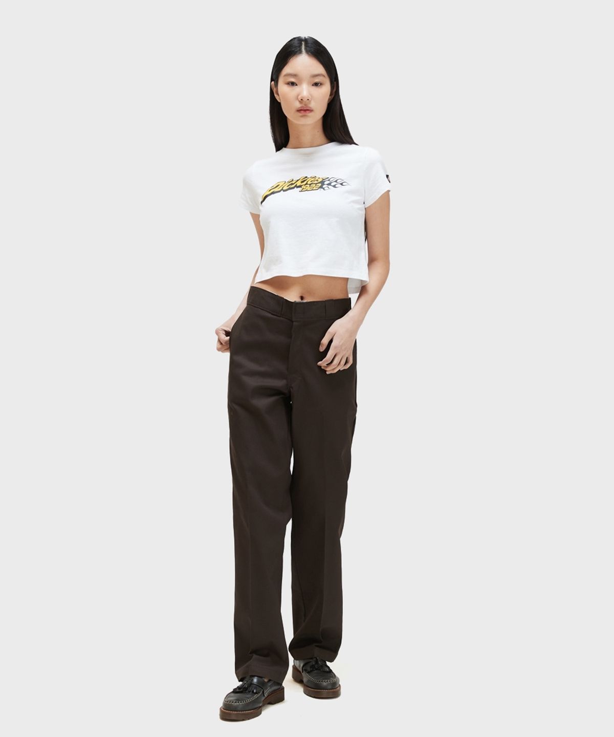 디키즈(DICKIES) 플레임 1922 크롭 티셔츠 White
